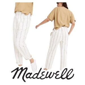 Madewell | Jacquard Tapered Huston Pull-On Crop Pants in Antique Cream